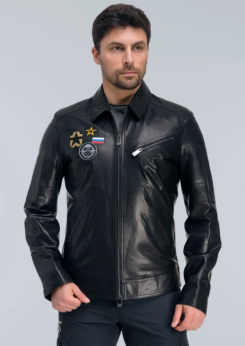 Купить куртка-пилот кожаная «вдв» черная в интернет-магазине ArmRus по выгодной цене. - изображение 1