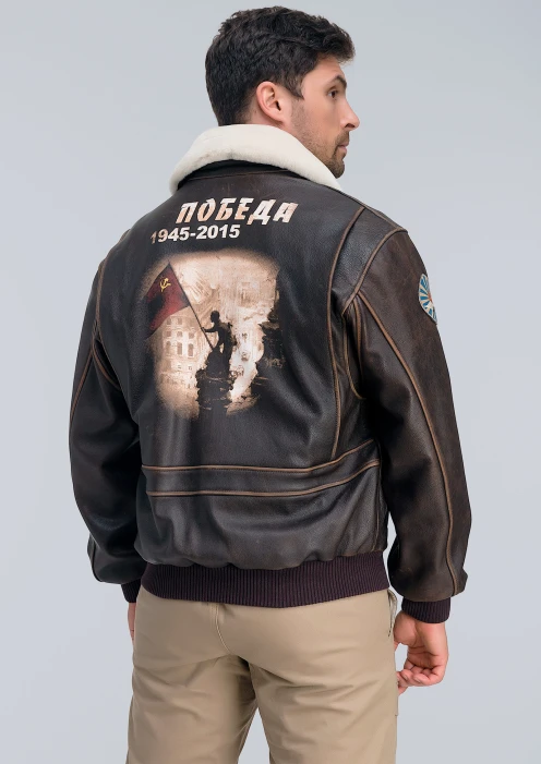 Купить куртка кожаная «победа» с уникальным принтом на спине в интернет-магазине ArmRus по выгодной цене. - изображение 2