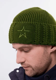 Шапка вязаная «Звезда» зеленая: купить в интернет-магазине «Армия России