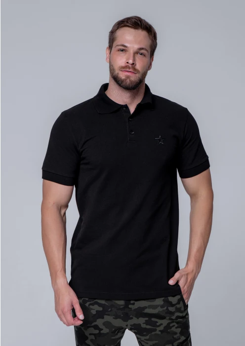 Купить футболка-поло пике мужская «звезда» черная в интернет-магазине ArmRus по выгодной цене. - изображение 1