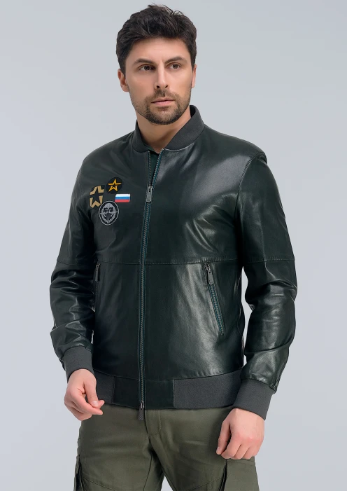 Купить куртка-бомбер кожаная «вдв» темно-синяя в интернет-магазине ArmRus по выгодной цене. - изображение 3