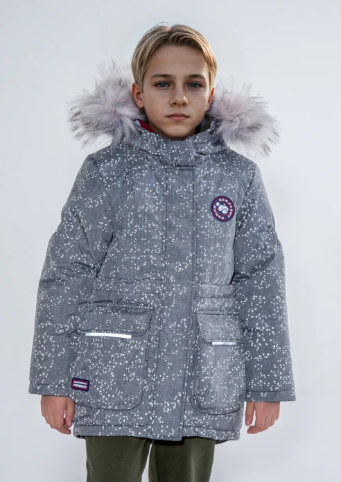 Купить куртка-парка утепленная детская «вежливые мишки» серая в интернет-магазине ArmRus по выгодной цене. - изображение 7