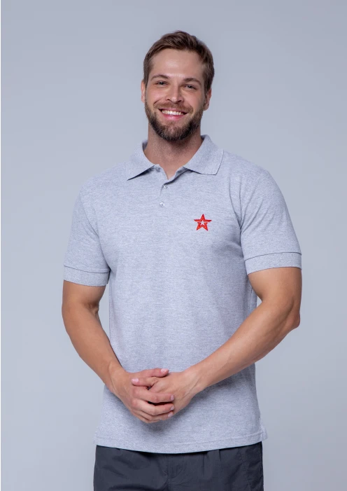 Купить футболка-поло пике мужская «звезда» серый меланж в интернет-магазине ArmRus по выгодной цене. - изображение 3