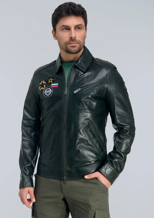 Купить куртка-пилот кожаная «вкс» темно-зеленая в интернет-магазине ArmRus по выгодной цене. - изображение 3