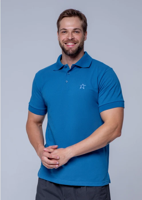 Купить футболка-поло пике мужская «звезда» синяя в интернет-магазине ArmRus по выгодной цене. - изображение 1