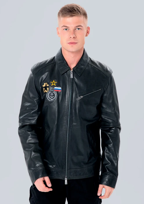 Купить куртка-пилот кожаная «вмф» сине-черная в интернет-магазине ArmRus по выгодной цене. - изображение 3