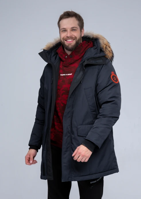 Купить куртка-парка утепленная мужская «армия россии» синяя в интернет-магазине ArmRus по выгодной цене. - изображение 1