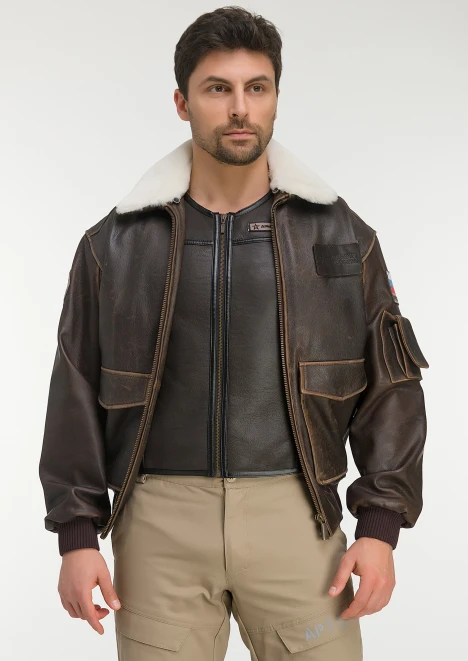 Куртка кожаная «Победа» с уникальным принтом на спине - изображение 6