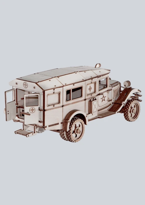 Купить игрушка-конструктор из дерева советский грузовик санитарный «полуторка» 245 деталей в интернет-магазине ArmRus по выгодной цене. - изображение 2