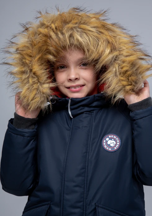 Купить  куртка утепленная детская «вежливые мишки» темно-синяя в интернет-магазине ArmRus по выгодной цене. - изображение 7