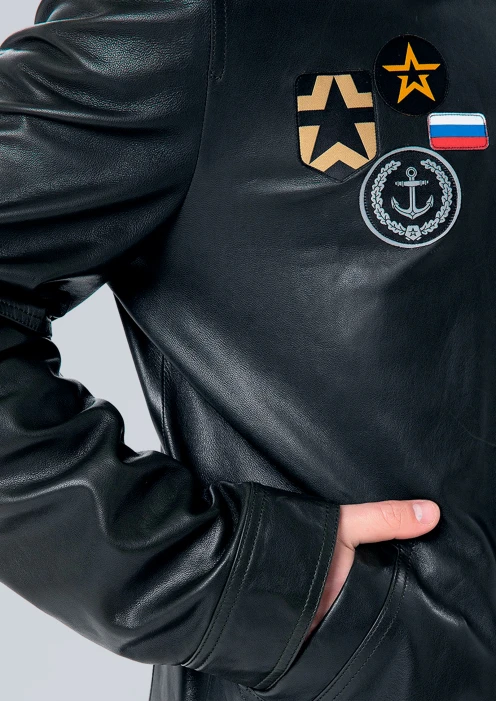 Купить куртка-пилот кожаная «вмф» сине-черная в интернет-магазине ArmRus по выгодной цене. - изображение 6