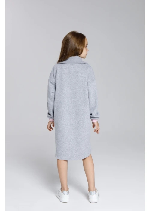 Купить платье-рубашка для девочек «якорь» серый меланж в интернет-магазине ArmRus по выгодной цене. - изображение 2