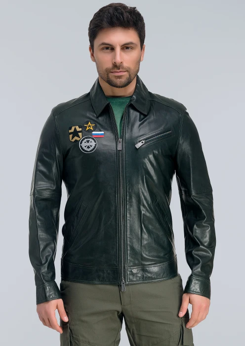 Купить куртка-пилот кожаная «вкс» темно-зеленая в интернет-магазине ArmRus по выгодной цене. - изображение 1