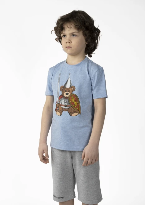 Купить футболка детская «вежливые мишки» голубая в интернет-магазине ArmRus по выгодной цене. - изображение 5
