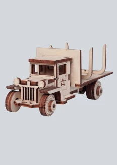 Игрушка-конструктор из дерева советский грузовик-лесовоз «ЗИС-5» 43 детали - 