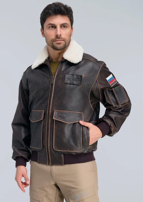 Купить куртка кожаная «победа» с уникальным принтом на спине в интернет-магазине ArmRus по выгодной цене. - изображение 1