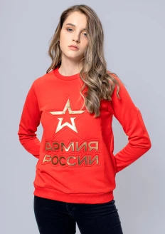 Свитшот женский «Армия России. Звезда» золотое тиснение - красный
