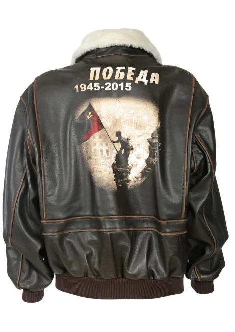 Куртка кожаная «Победа» с уникальным принтом на спине - изображение 10