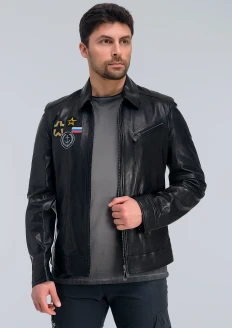  Куртка-пилот кожаная «ВМФ» черная - черный