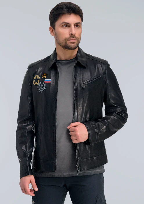 Купить  куртка-пилот кожаная «вмф» черная в интернет-магазине ArmRus по выгодной цене. - изображение 1