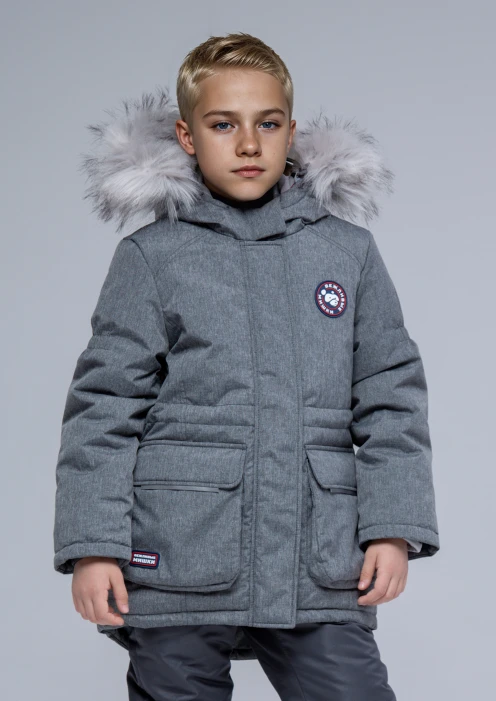 Купить куртка-парка утепленная детская «вежливые мишки» серая в интернет-магазине ArmRus по выгодной цене. - изображение 2