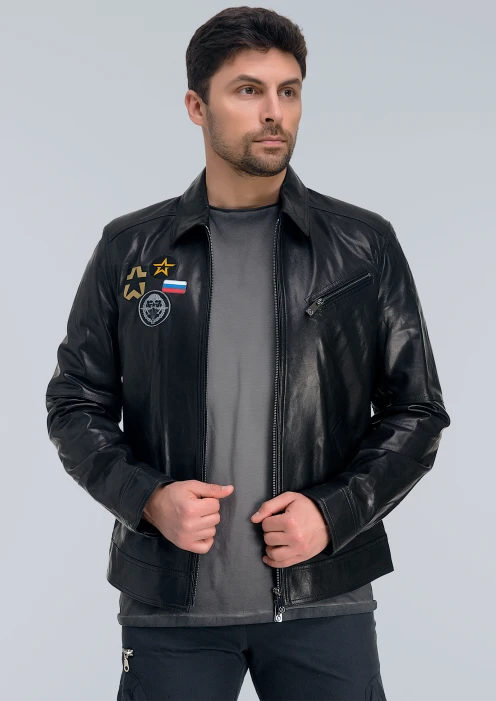 Купить куртка-пилот кожаная «вдв» черная в интернет-магазине ArmRus по выгодной цене. - изображение 4