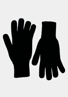 Перчатки трикотажные полушерстяные двойные черного цвета, тип А - черный