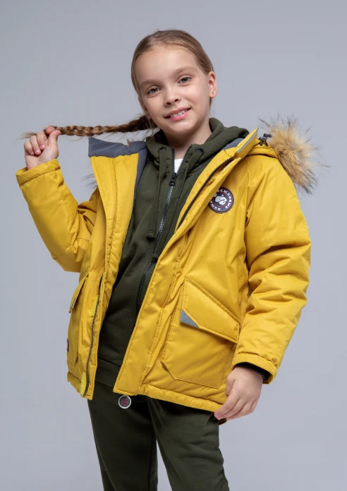 Купить  куртка-парка утепленная детская «вежливые мишки» желтая в интернет-магазине ArmRus по выгодной цене. - изображение 2