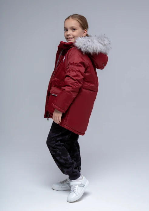 Купить  куртка-парка утепленная детская «вежливые мишки» брусничная в интернет-магазине ArmRus по выгодной цене. - изображение 18